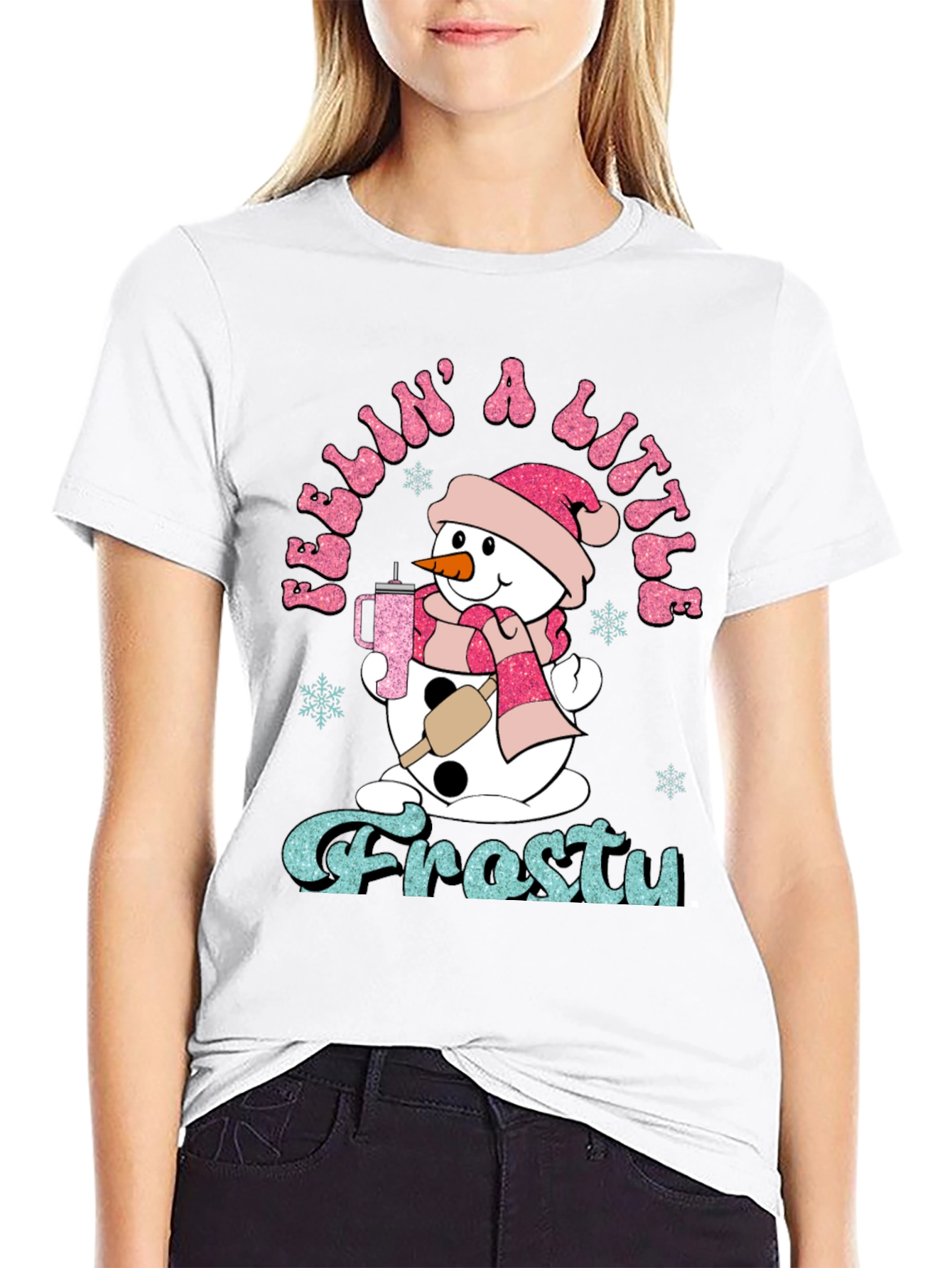 Feelin a Little Frosty Snowman Graphic Tee