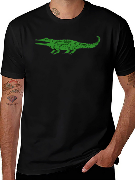 Green Alligator Graphic Tee - Black