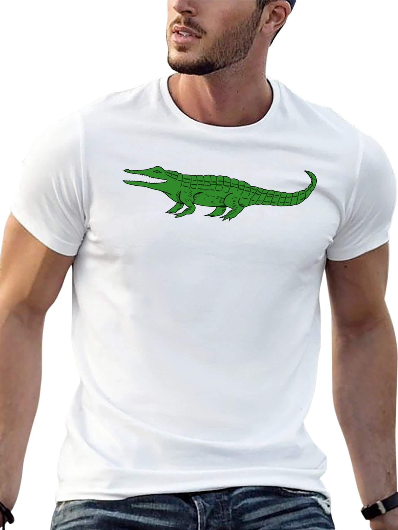 Green Alligator Graphic Tee - Black
