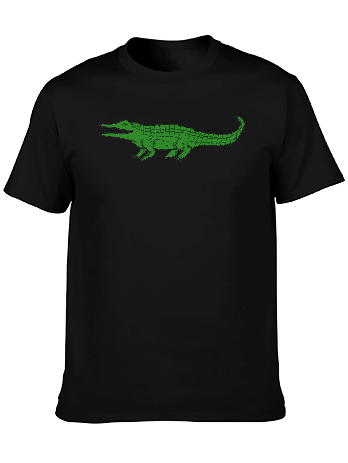 Green Alligator Graphic Tee - Black