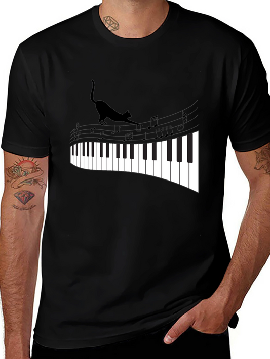 Cat Walking on Piano Keys Unisex T-Shirt