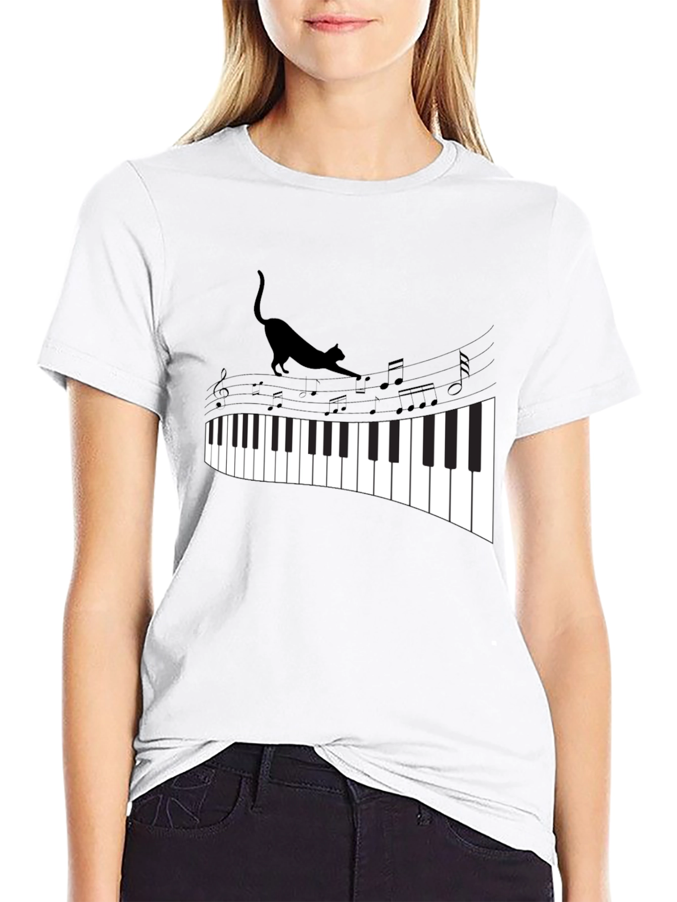 Cat Walking on Piano Keys Unisex T-Shirt