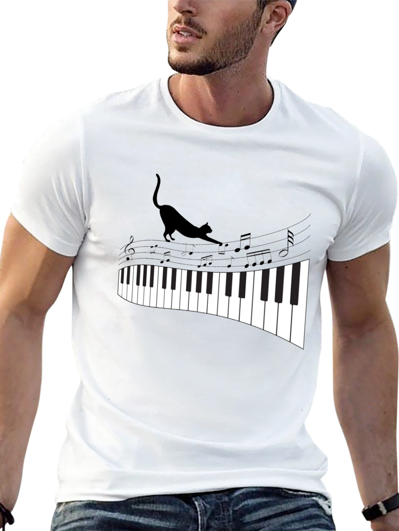 Cat Walking on Piano Keys Unisex T-Shirt