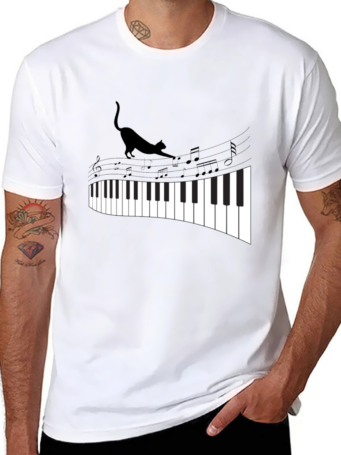 Cat Walking on Piano Keys Unisex T-Shirt