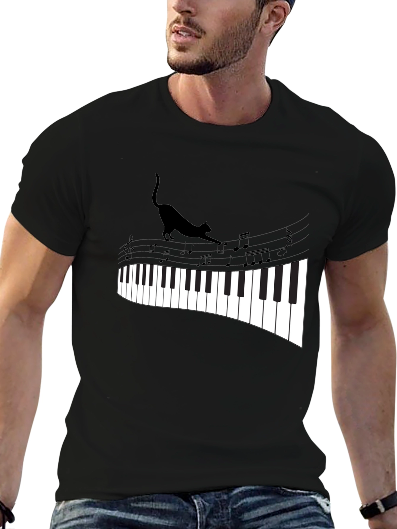 Cat Walking on Piano Keys Unisex T-Shirt