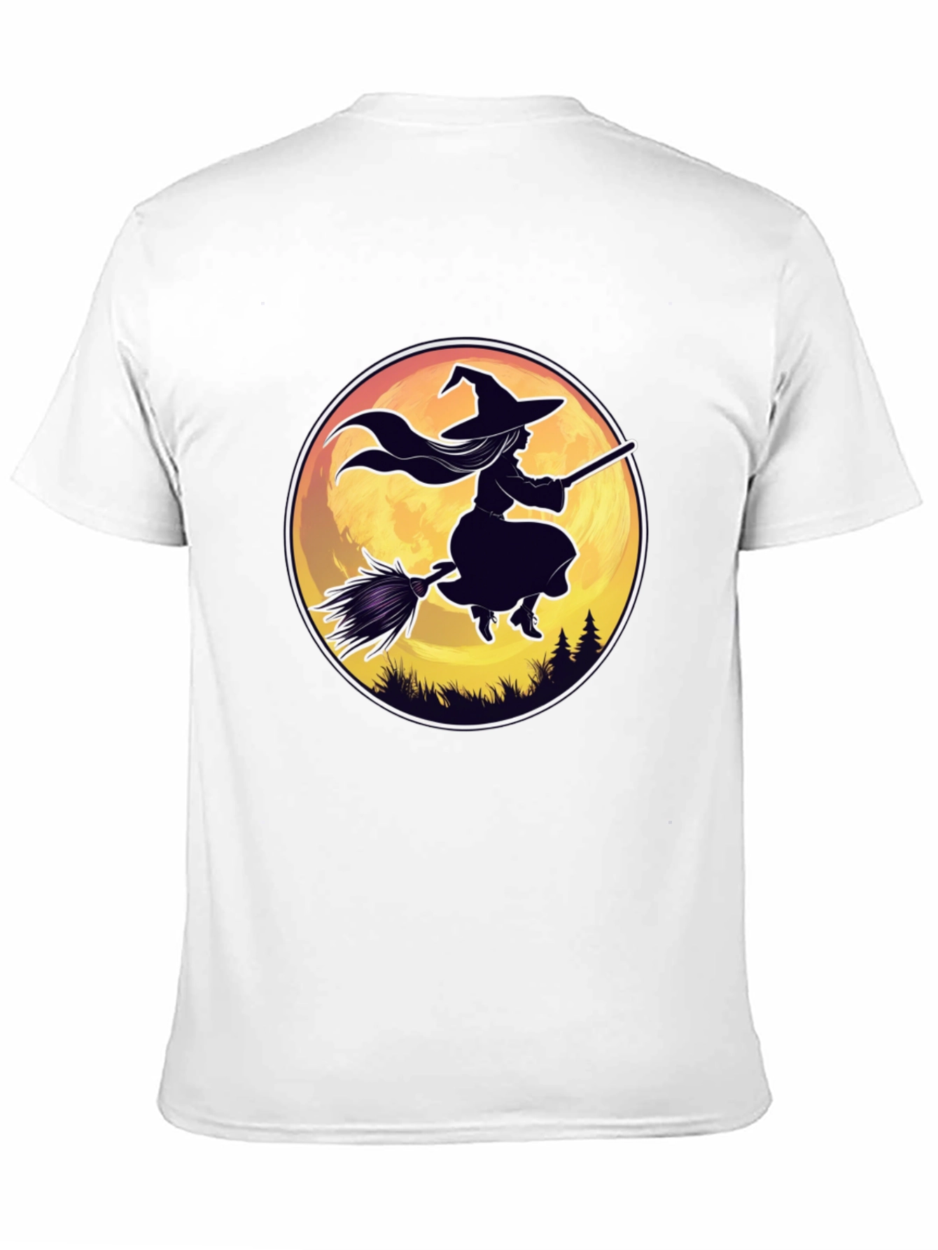 Witch on Broomstick Graphic Tee - Halloween Shirt