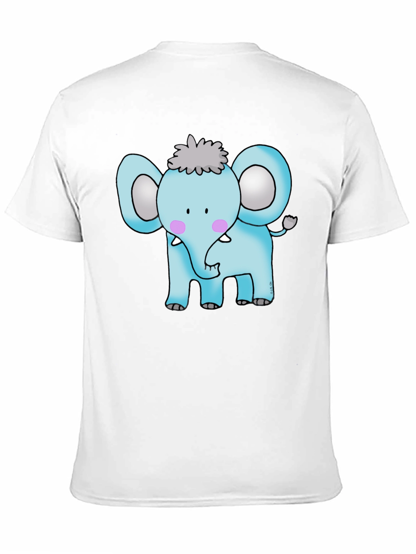 Cute Cartoon Elephant Graphic Tee - Black