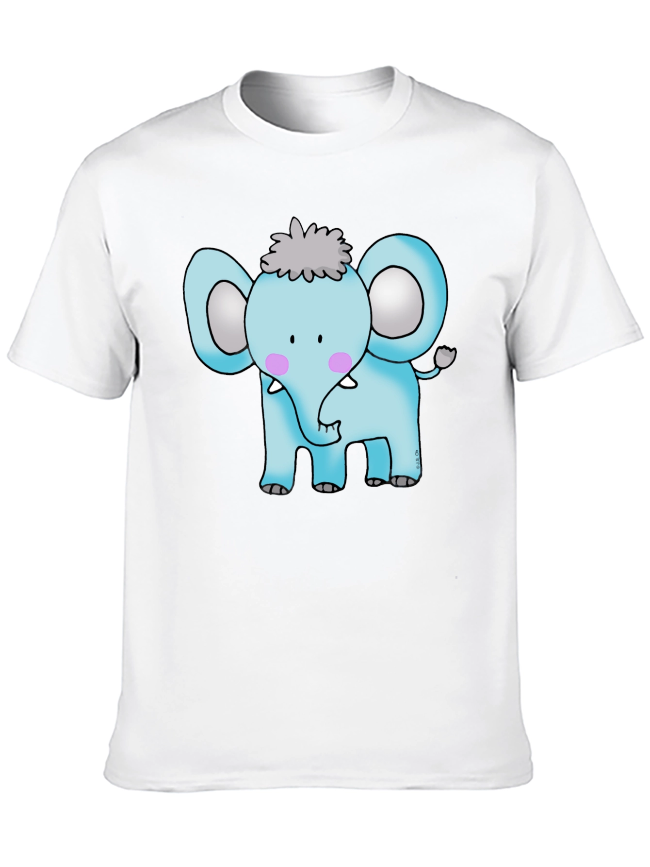 Cute Cartoon Elephant Graphic Tee - Black