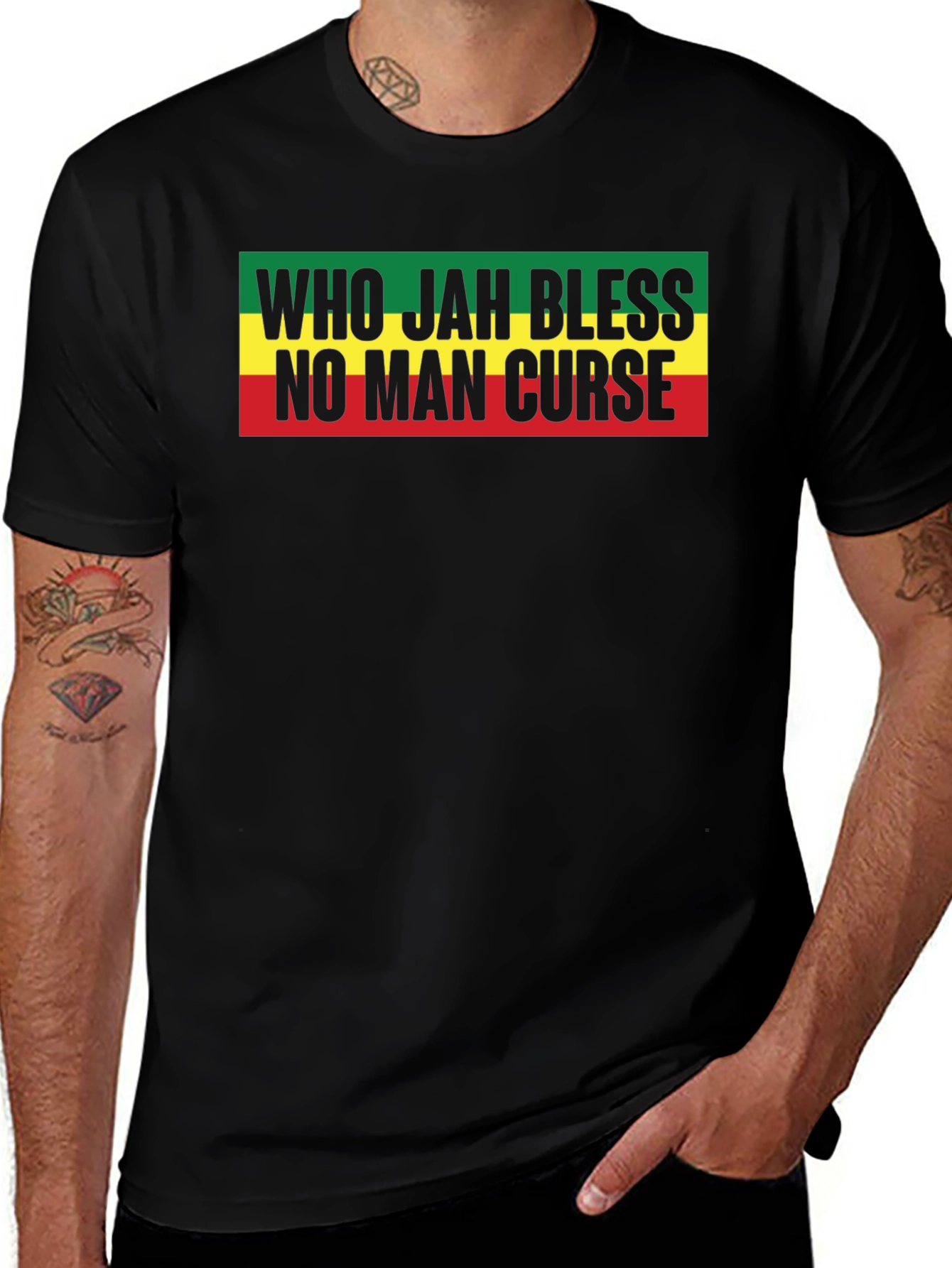 Rasta Who Jah Bless No Man Curse Graphic T-Shirt