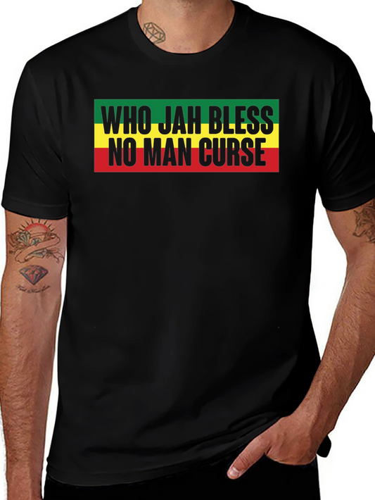 Rasta Who Jah Bless No Man Curse Graphic T-Shirt