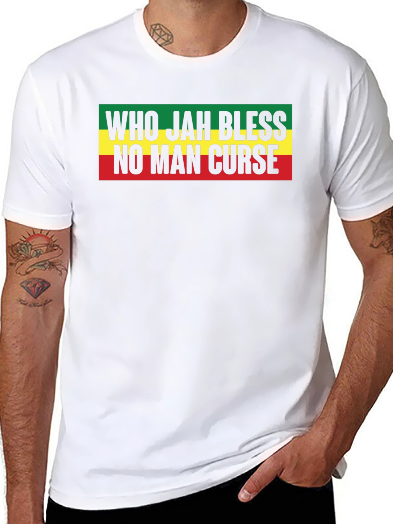 Rasta Who Jah Bless No Man Curse Graphic T-Shirt