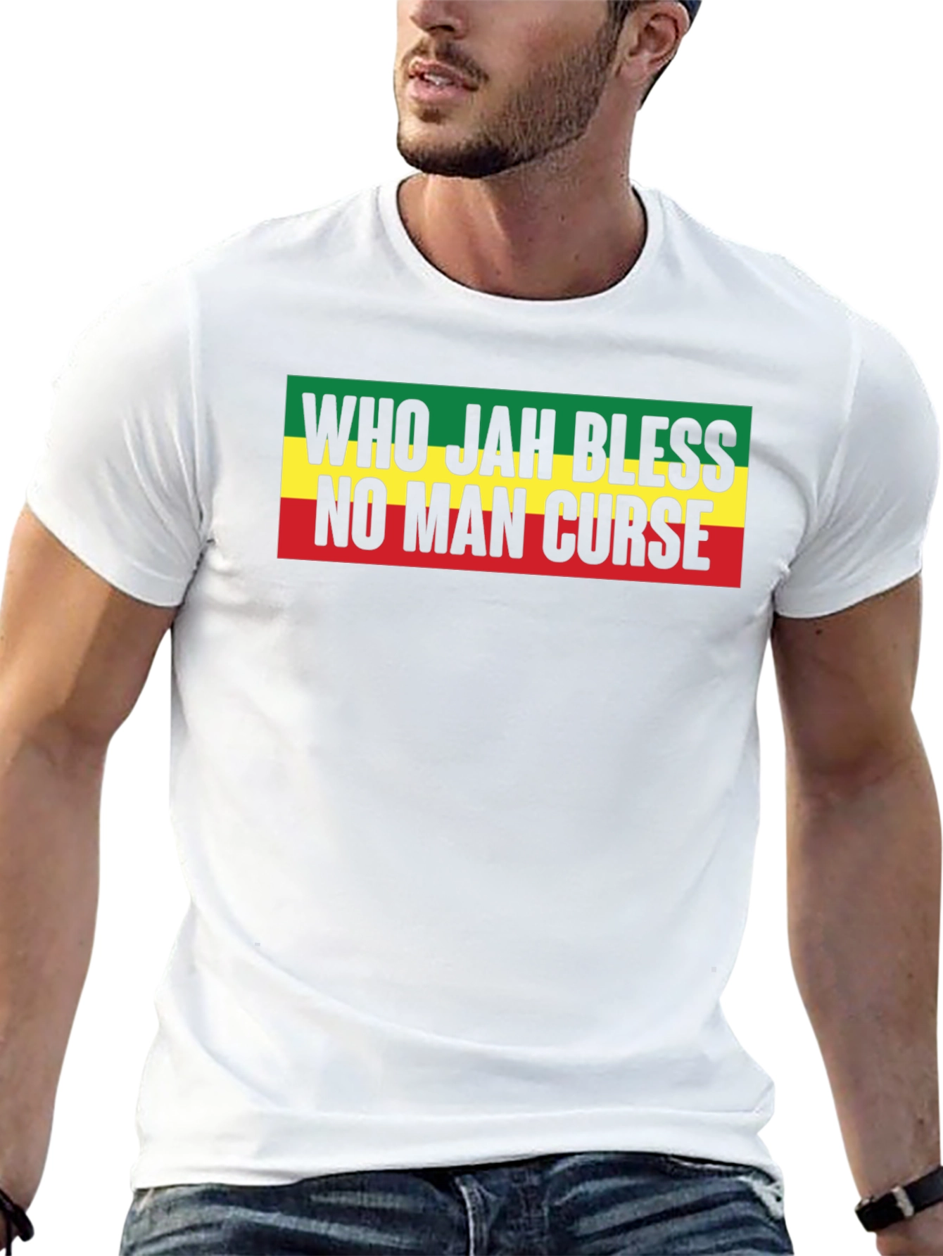 Rasta Who Jah Bless No Man Curse Graphic T-Shirt