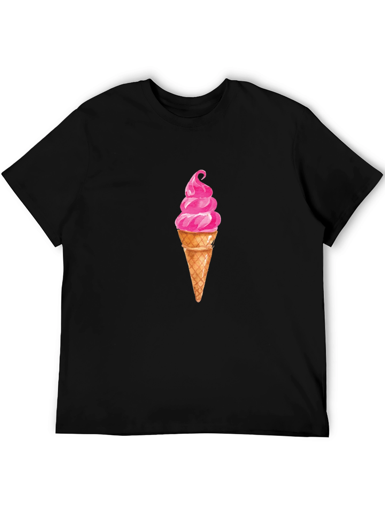 Ice Cream Graphic Tee - Casual Black T-Shirt