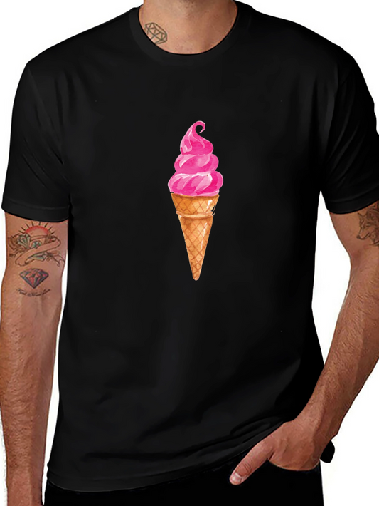 Ice Cream Graphic Tee - Casual Black T-Shirt