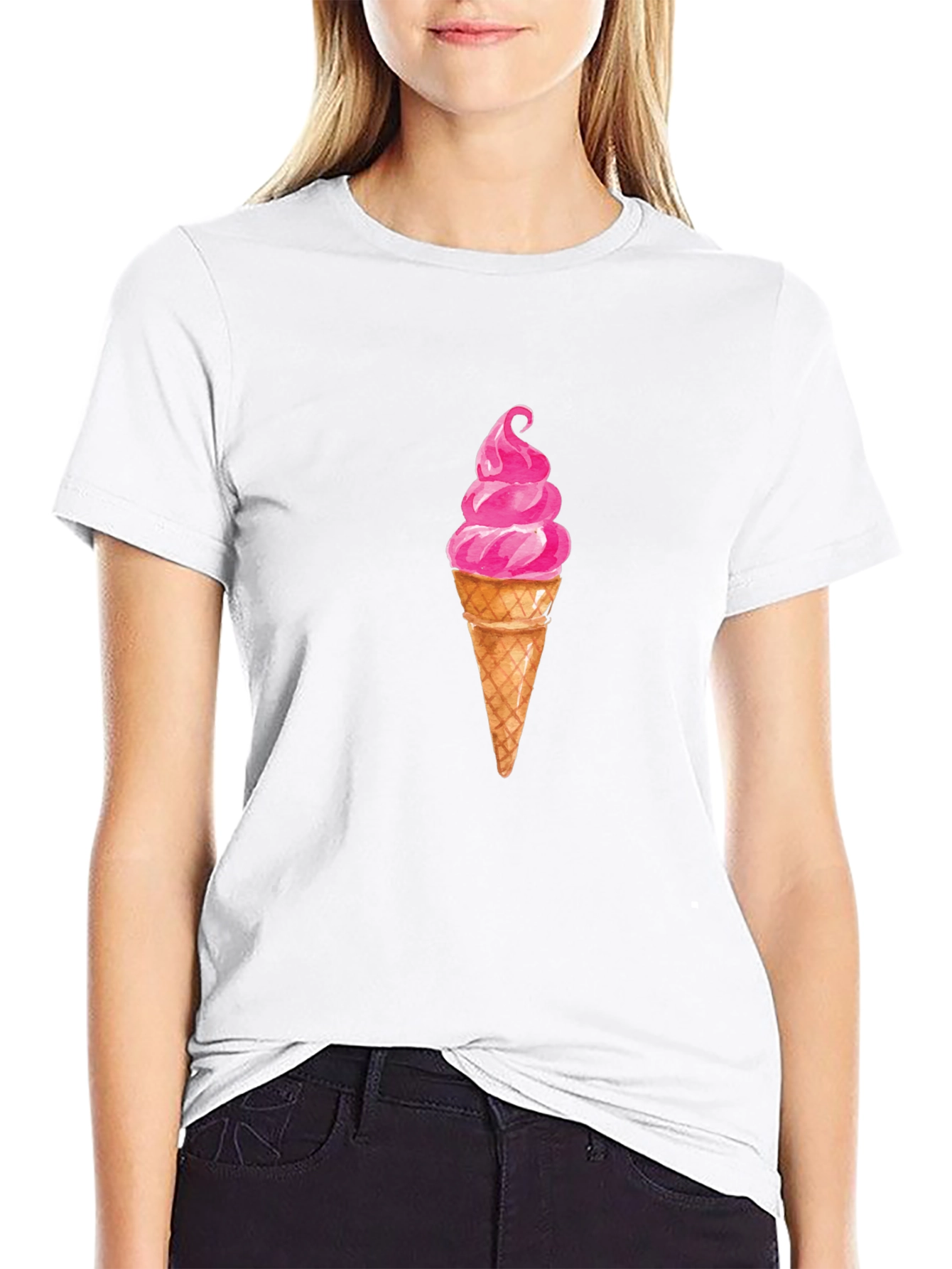Ice Cream Graphic Tee - Casual Black T-Shirt