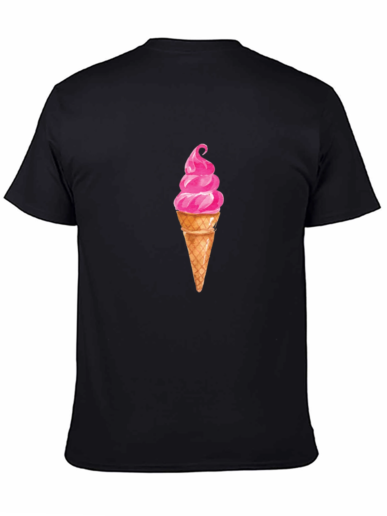 Ice Cream Graphic Tee - Casual Black T-Shirt