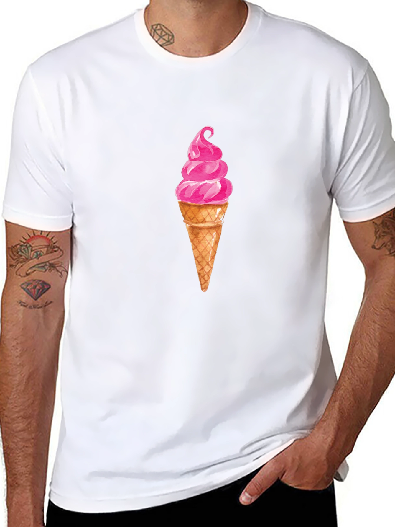 Ice Cream Graphic Tee - Casual Black T-Shirt