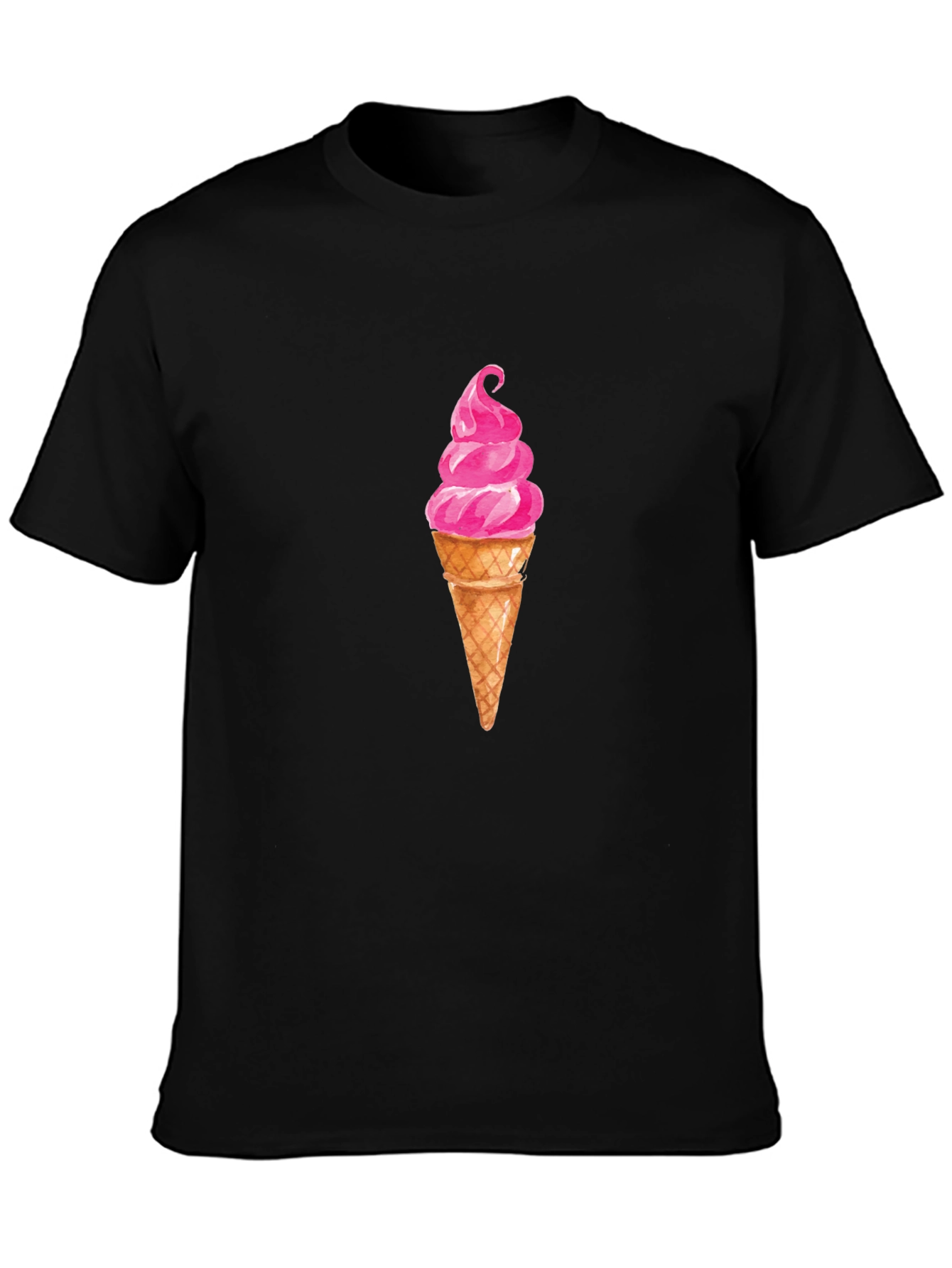 Ice Cream Graphic Tee - Casual Black T-Shirt
