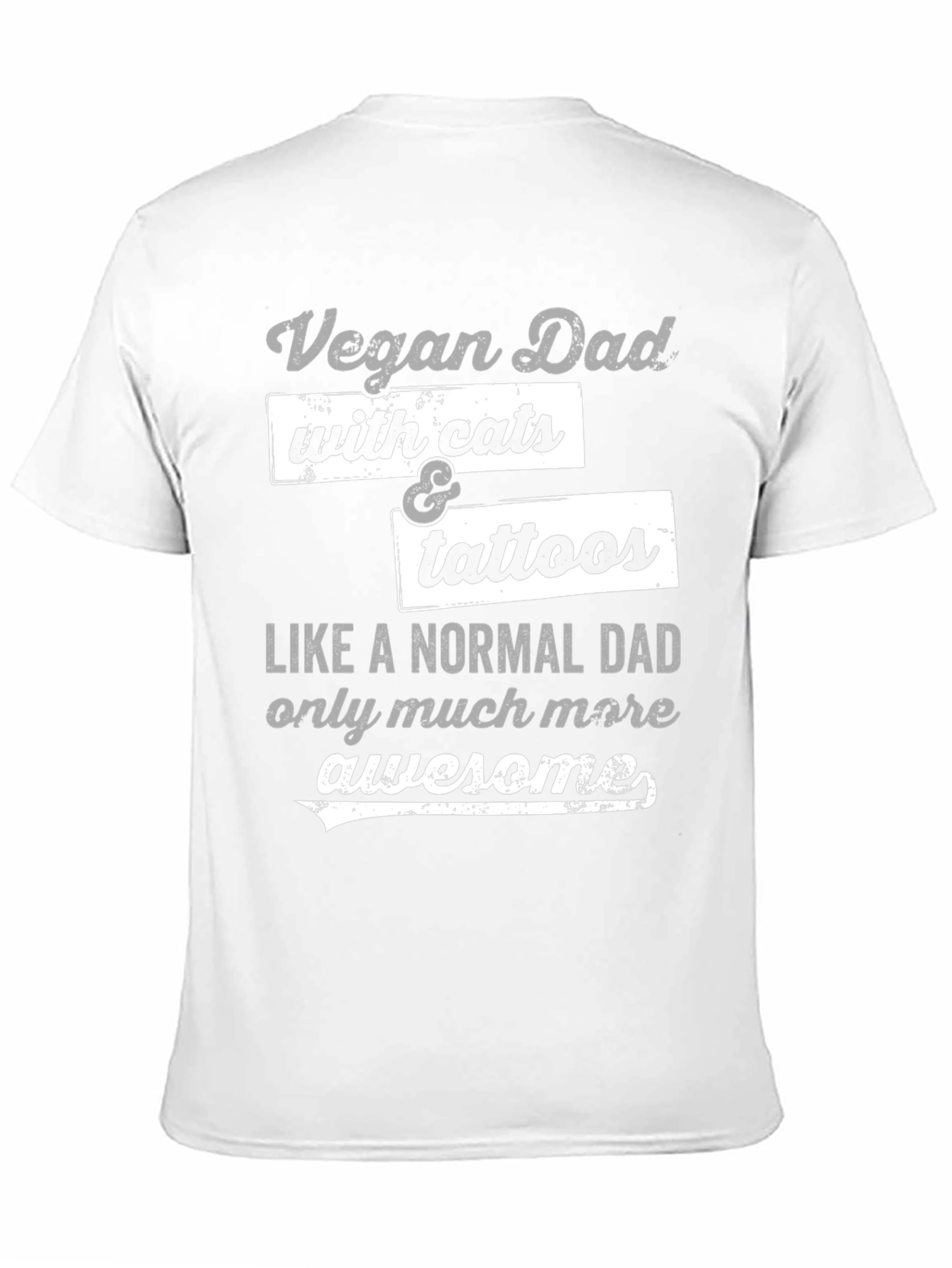 Vegan Dad with Cats & Tattoos Graphic T-Shirt