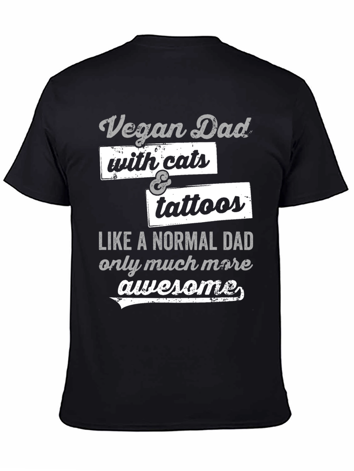 Vegan Dad with Cats & Tattoos Graphic T-Shirt
