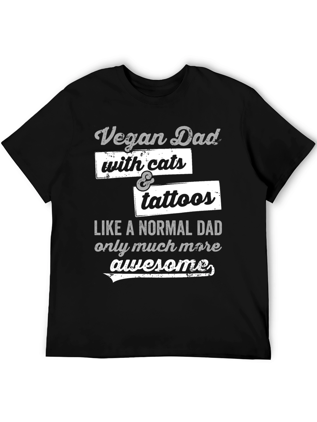 Vegan Dad with Cats & Tattoos Graphic T-Shirt