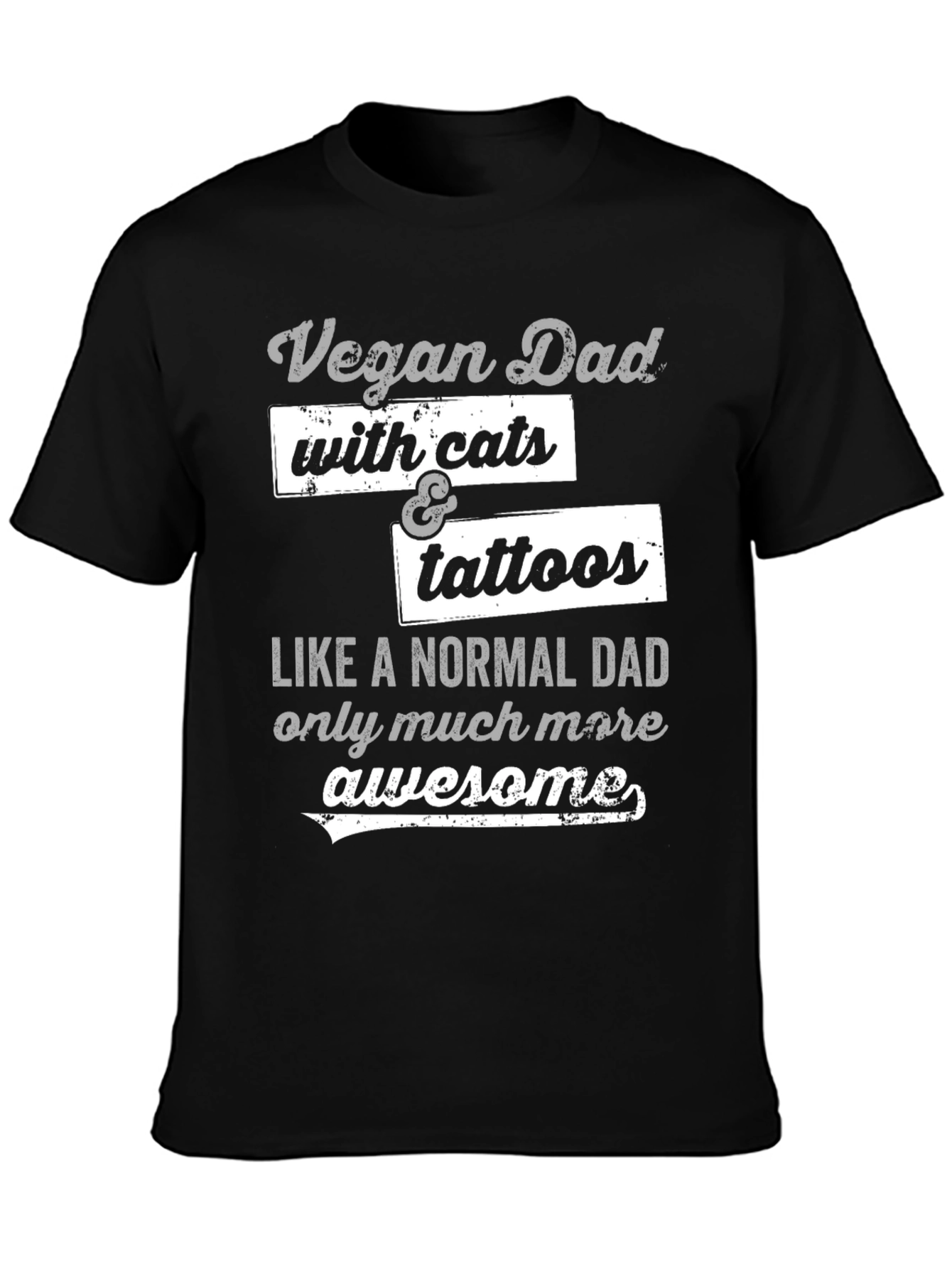 Vegan Dad with Cats & Tattoos Graphic T-Shirt