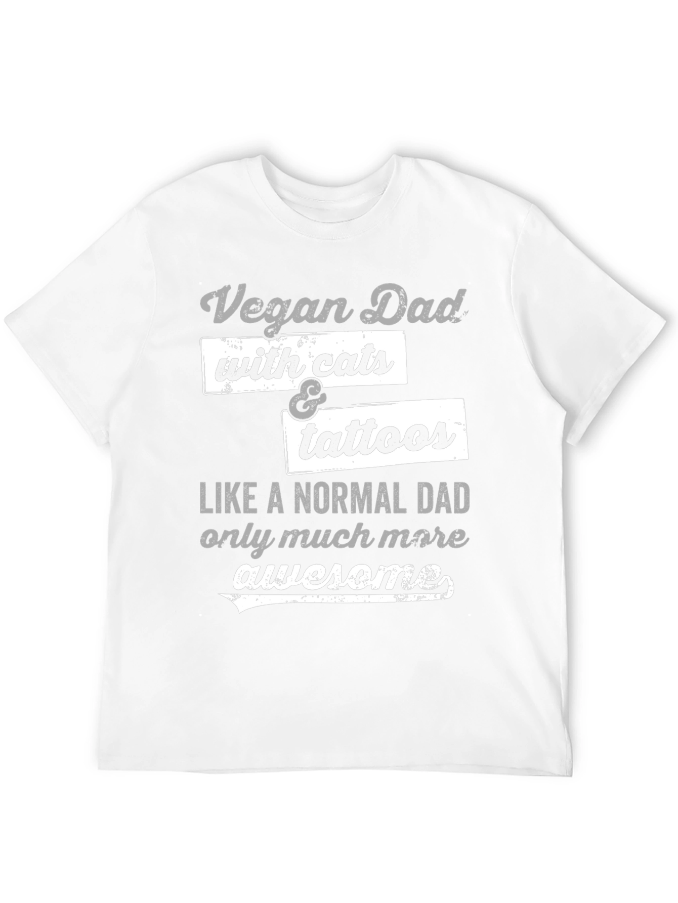 Vegan Dad with Cats & Tattoos Graphic T-Shirt