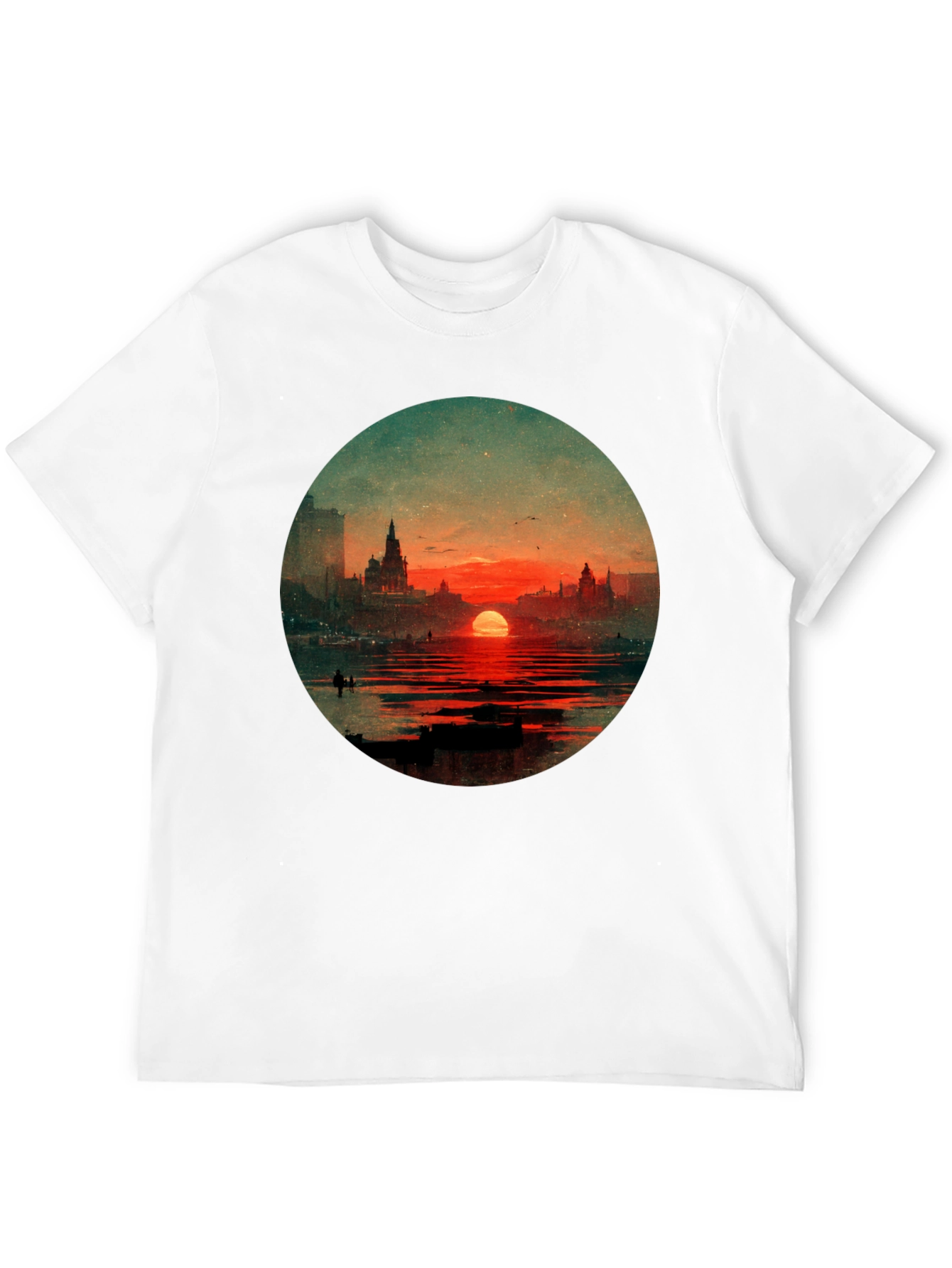 Sunset Cityscape Graphic Tee - Black