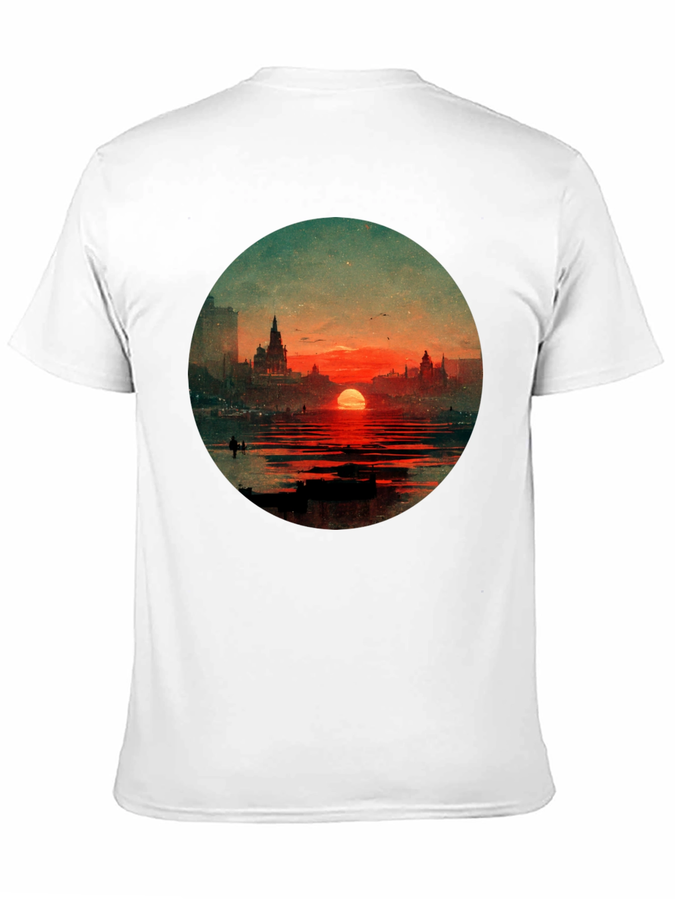 Sunset Cityscape Graphic Tee - Black