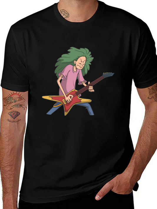 Cartoon Guitarist Black T-Shirt