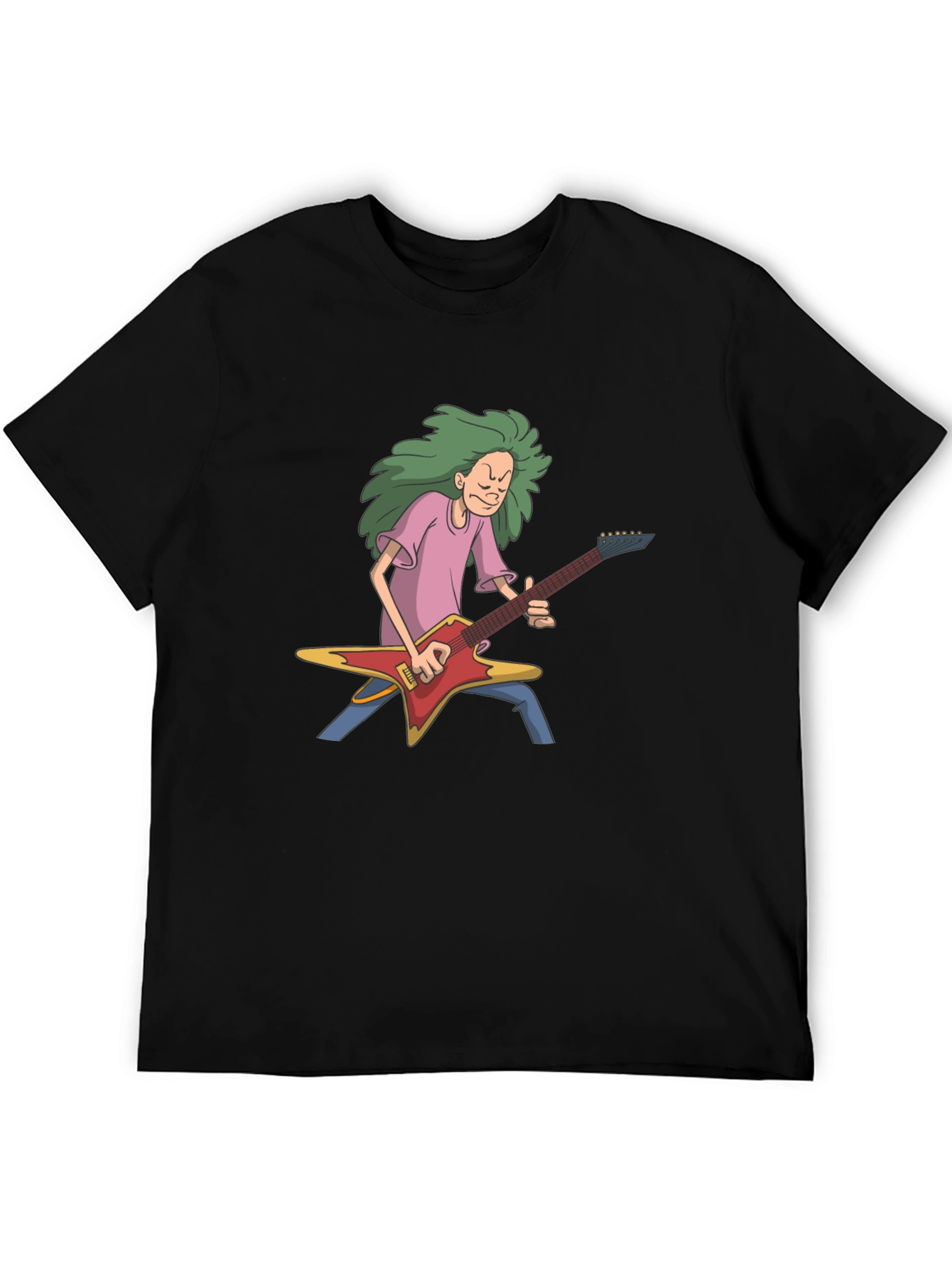 Cartoon Guitarist Black T-Shirt