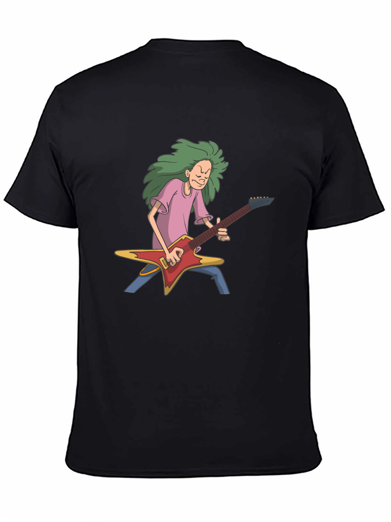Cartoon Guitarist Black T-Shirt