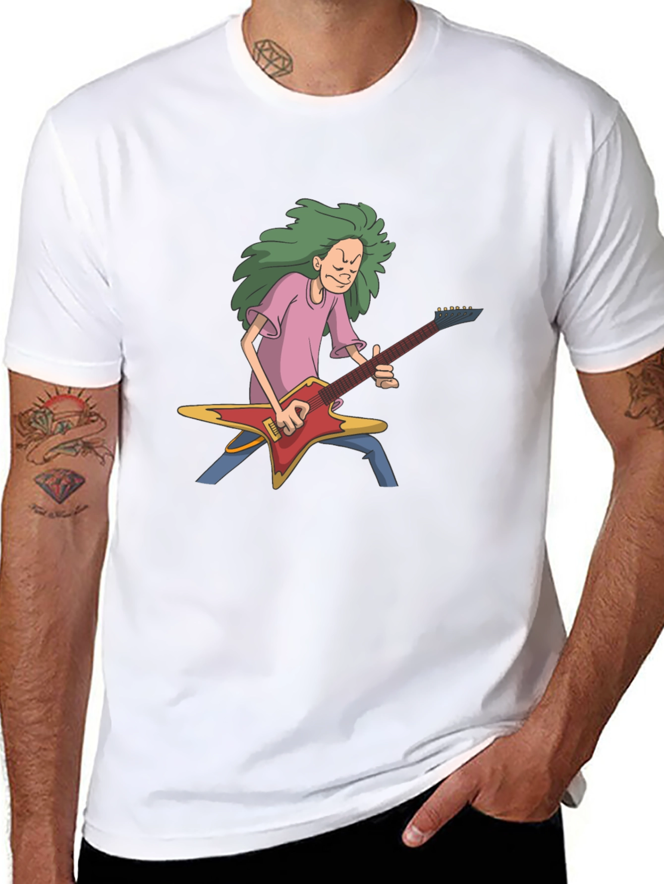 Cartoon Guitarist Black T-Shirt