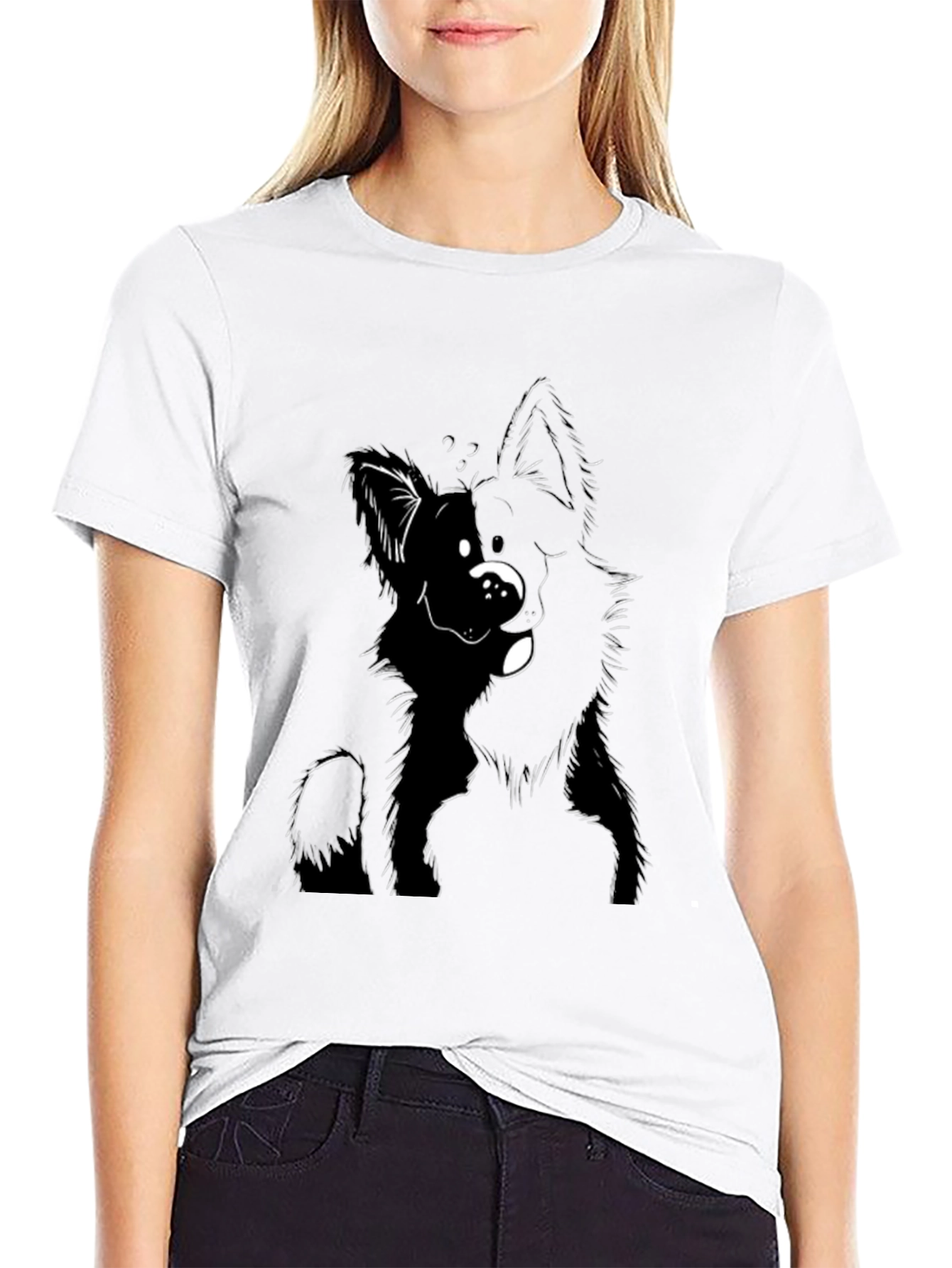 Dog Graphic Black T-Shirt Canine Lover Tee