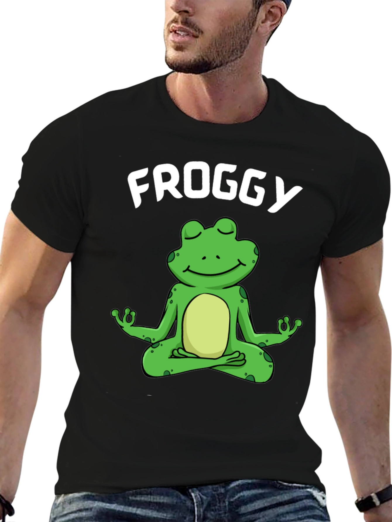 Froggy Meditation T-Shirt - Relaxed Fit Black