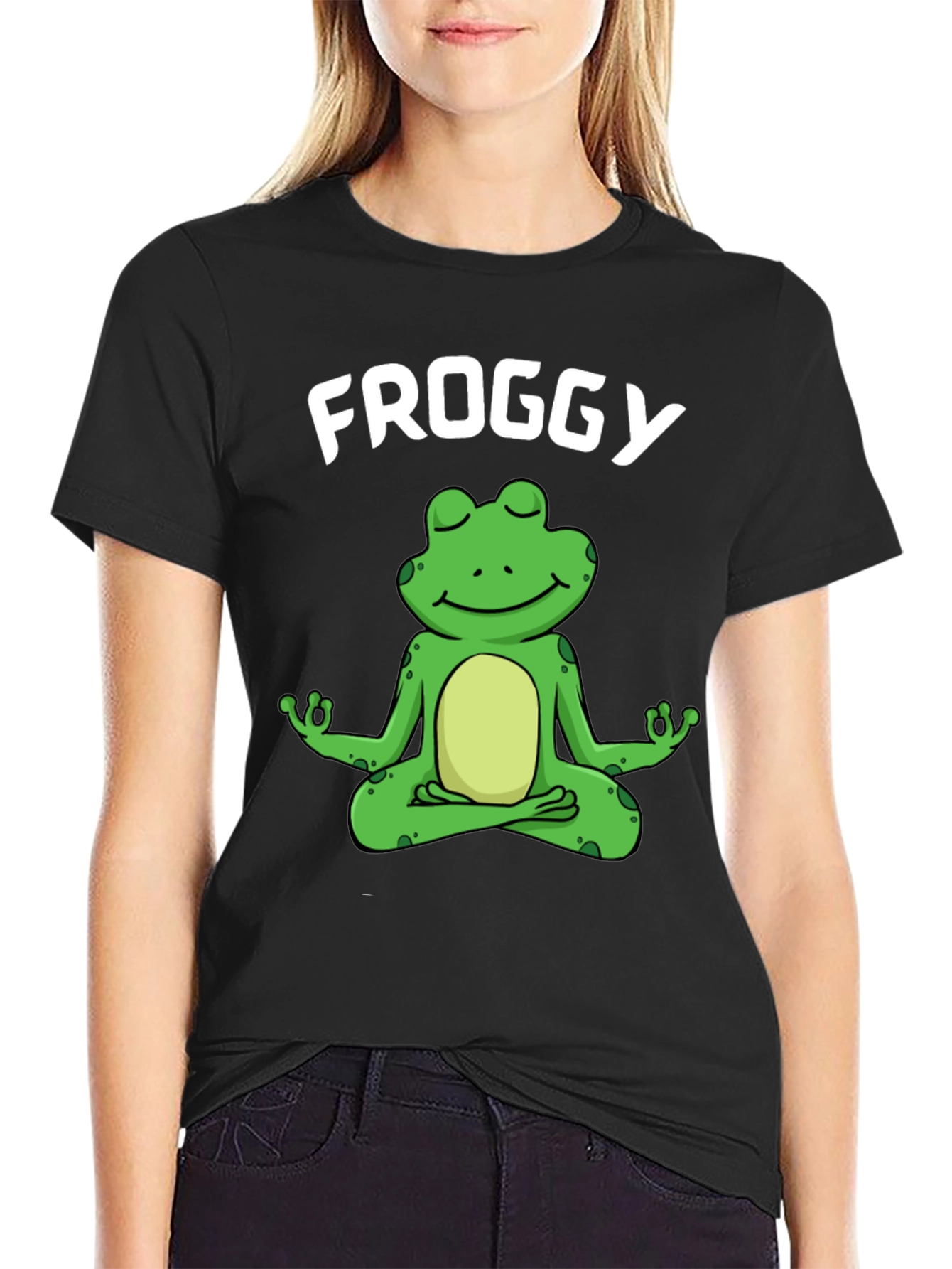 Froggy Meditation T-Shirt - Relaxed Fit Black