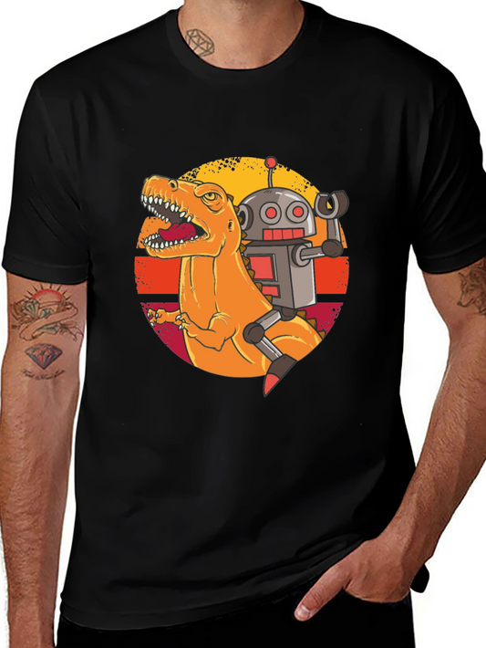 Dino & Robot Retro Graphic Tee