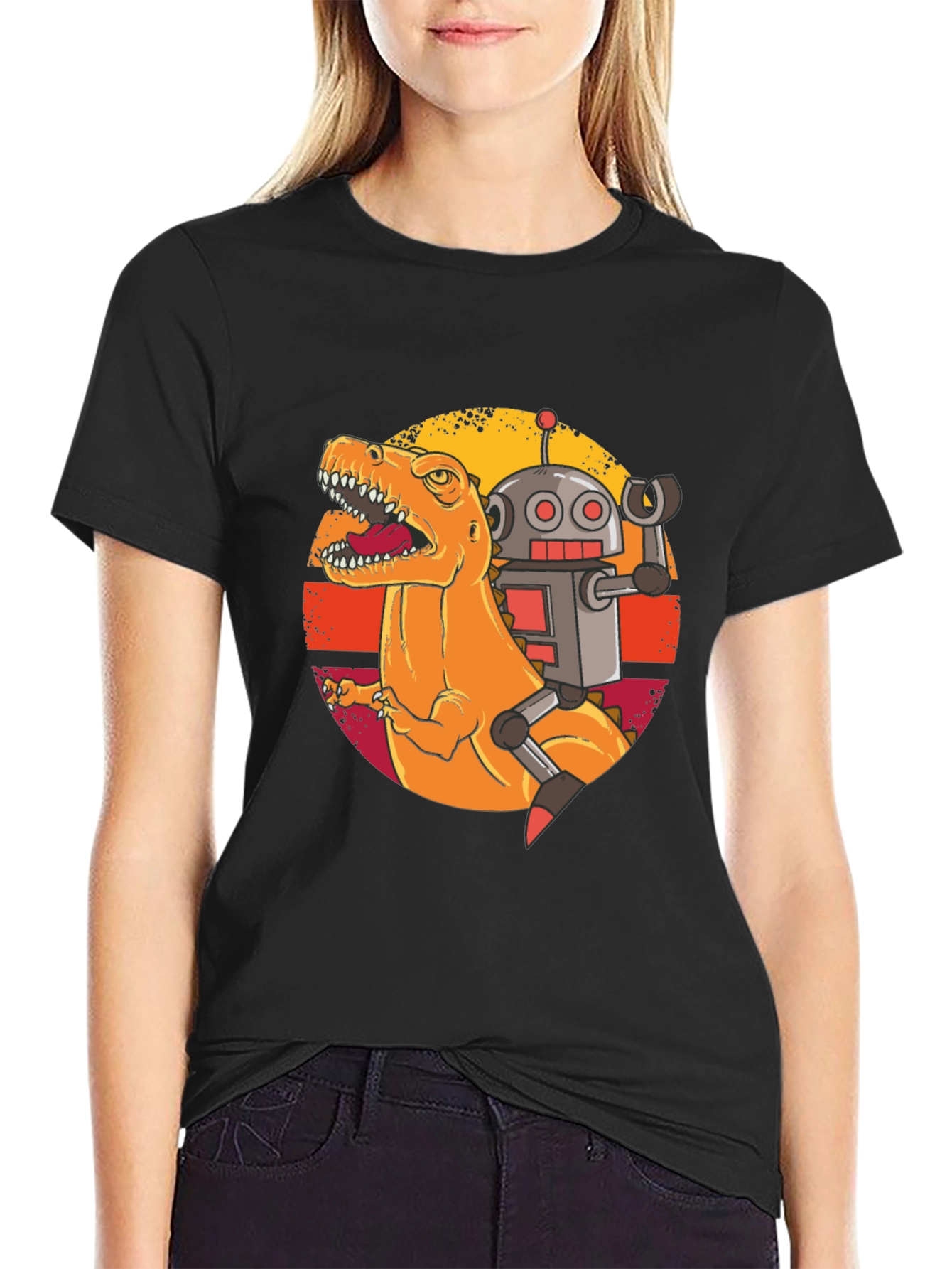 Dino & Robot Retro Graphic Tee