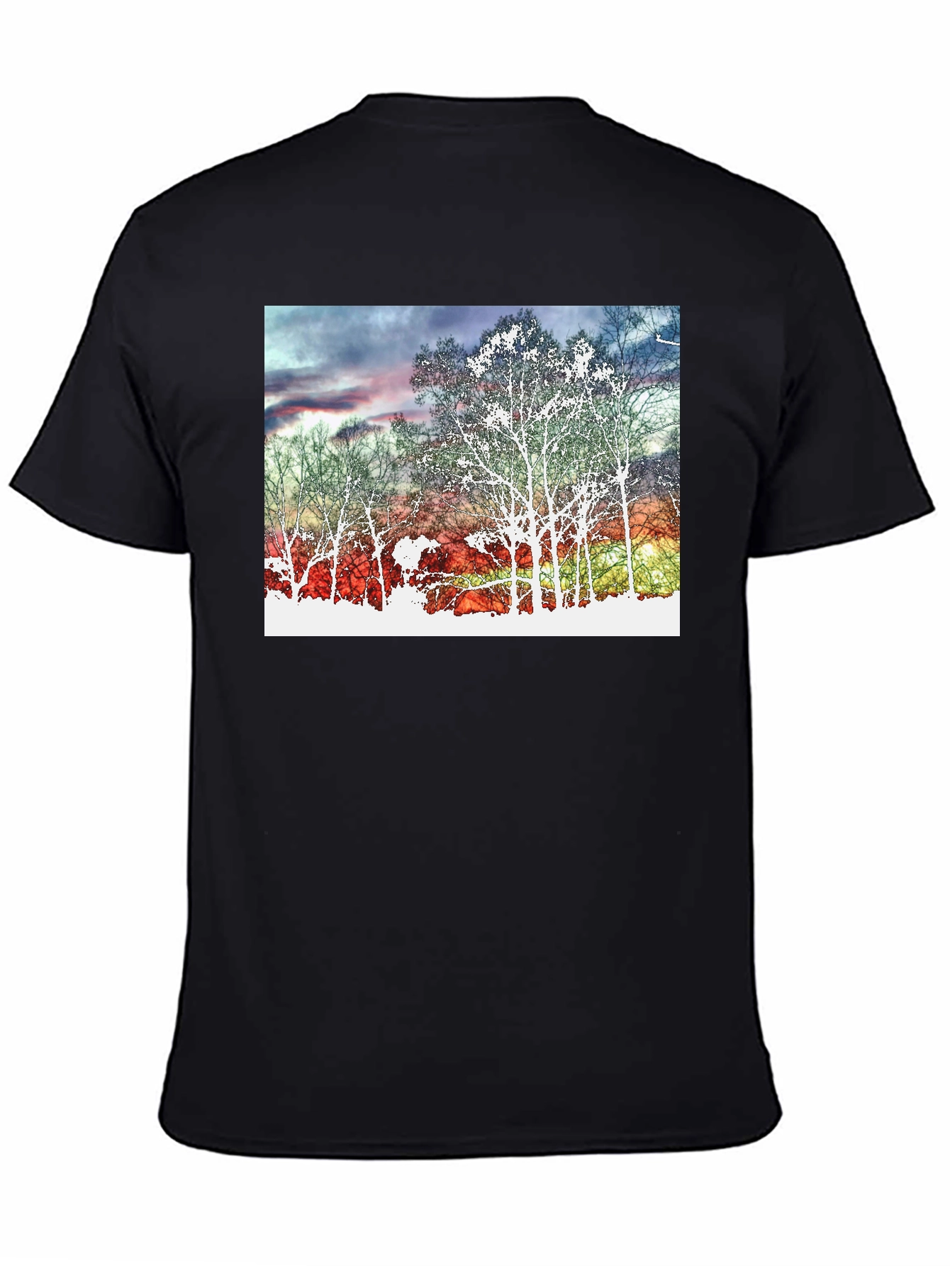 Sunset Tree Graphic Tee - Black Cotton Blend