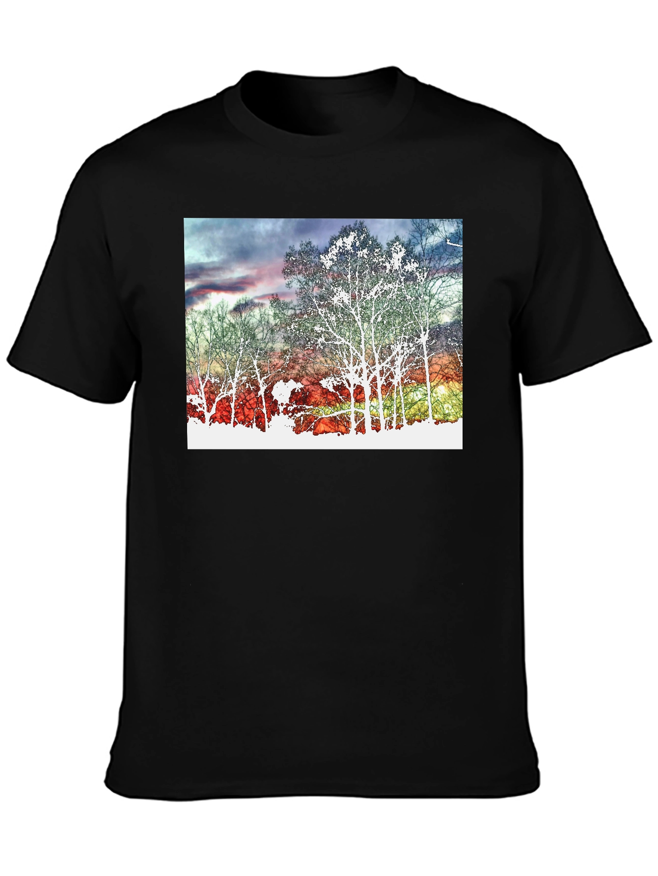 Sunset Tree Graphic Tee - Black Cotton Blend