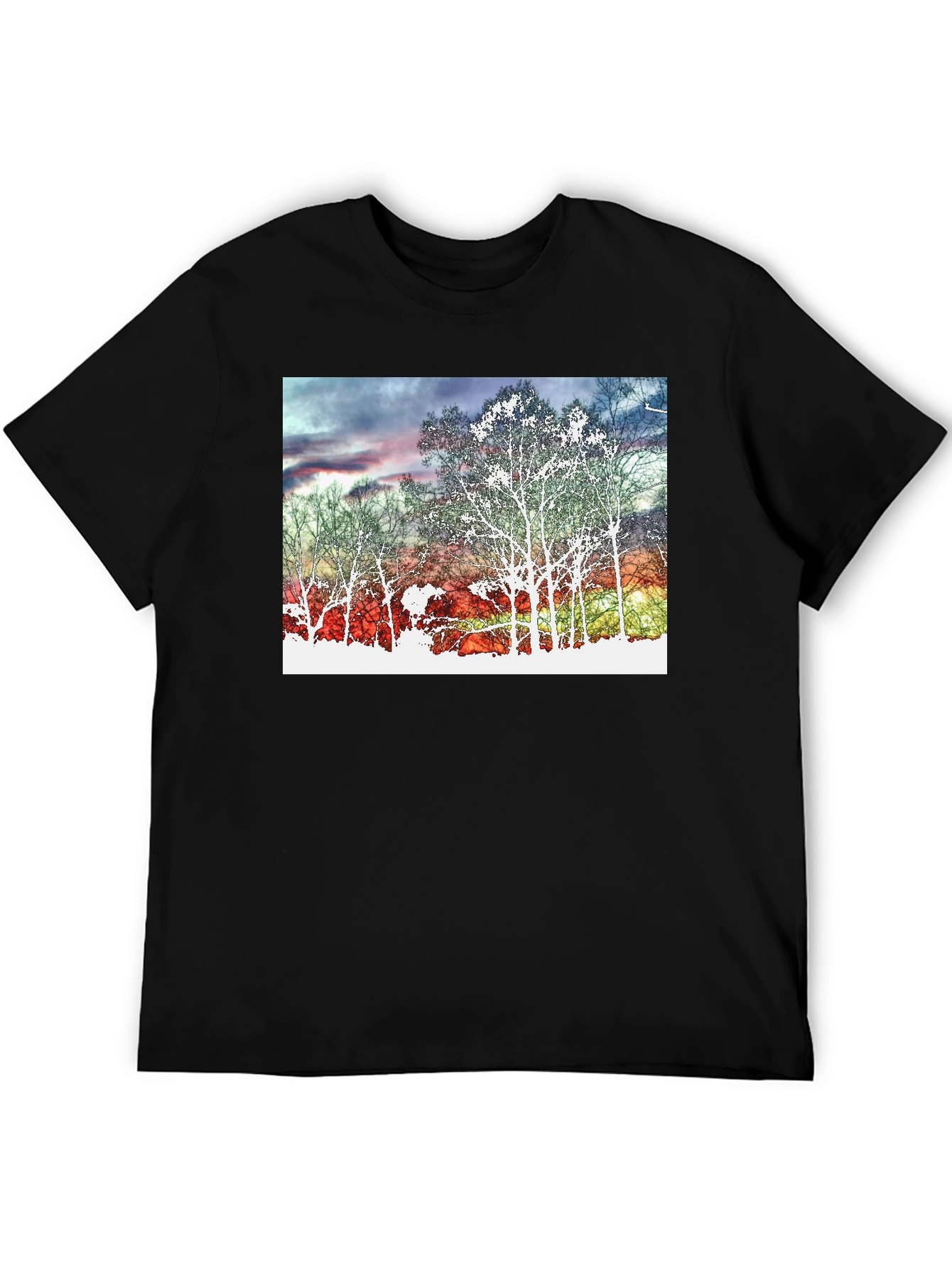 Sunset Tree Graphic Tee - Black Cotton Blend