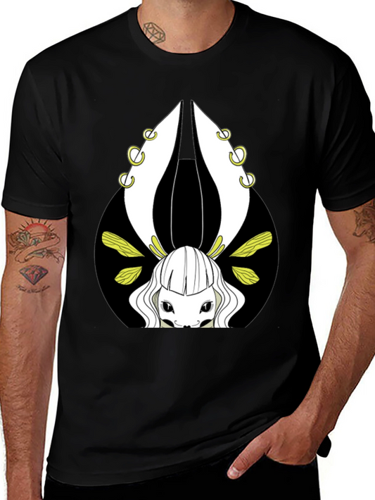 Unique Graphic Tee - Creature Design Black T-Shirt
