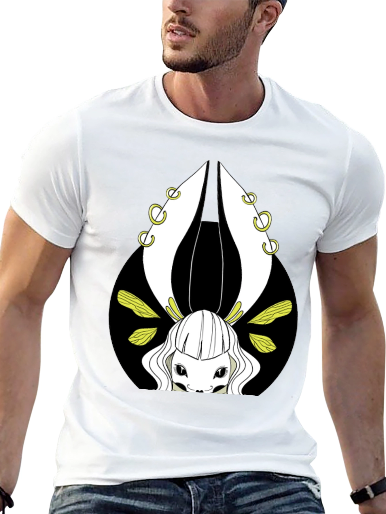 Unique Graphic Tee - Creature Design Black T-Shirt