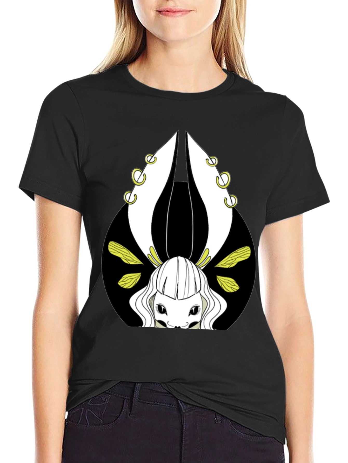 Unique Graphic Tee - Creature Design Black T-Shirt