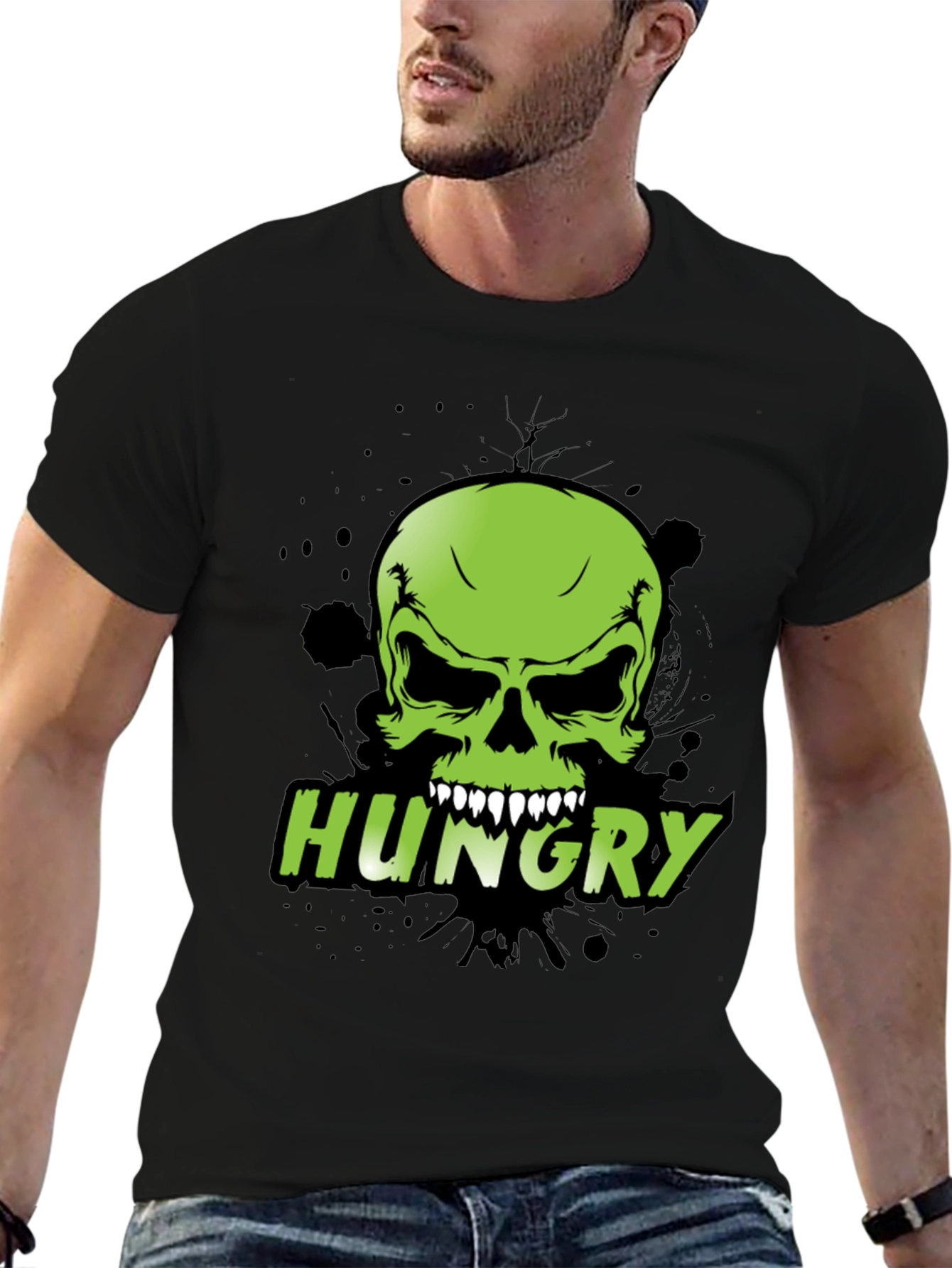 Hungry Skull Graphic Tee - Mens Black T-Shirt