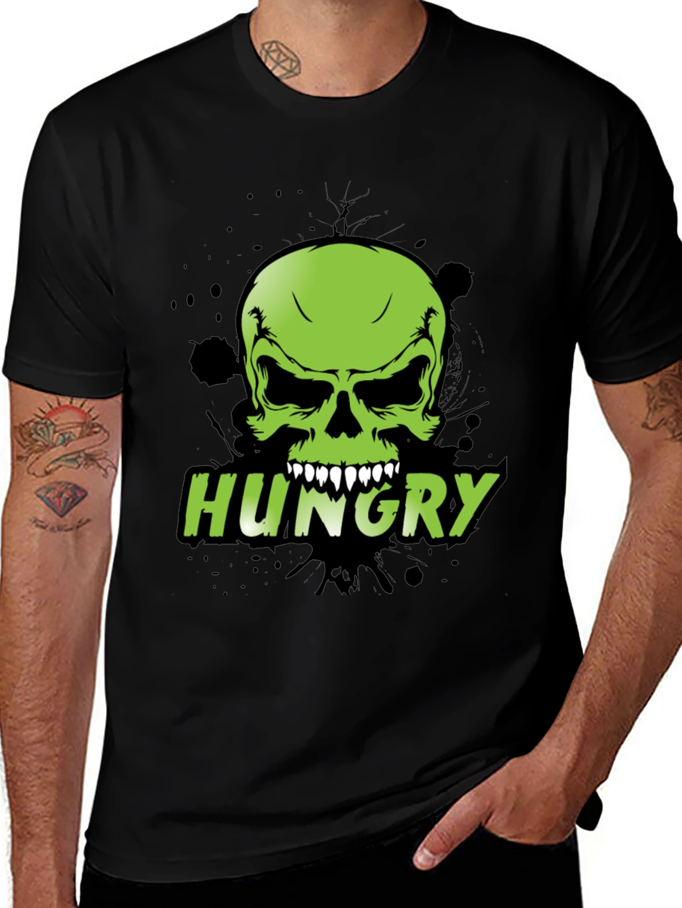 Hungry Skull Graphic Tee - Mens Black T-Shirt