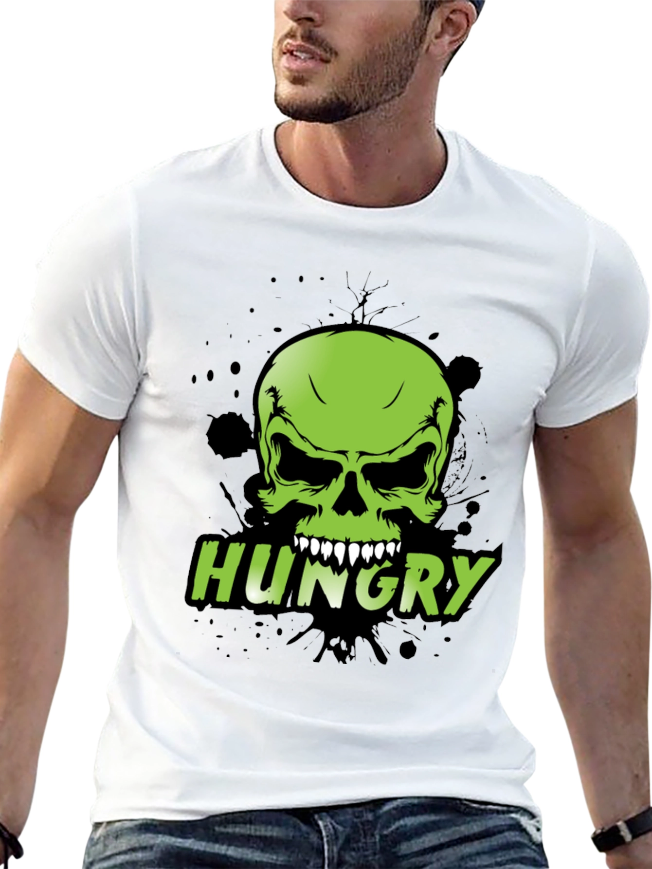 Hungry Skull Graphic Tee - Mens Black T-Shirt