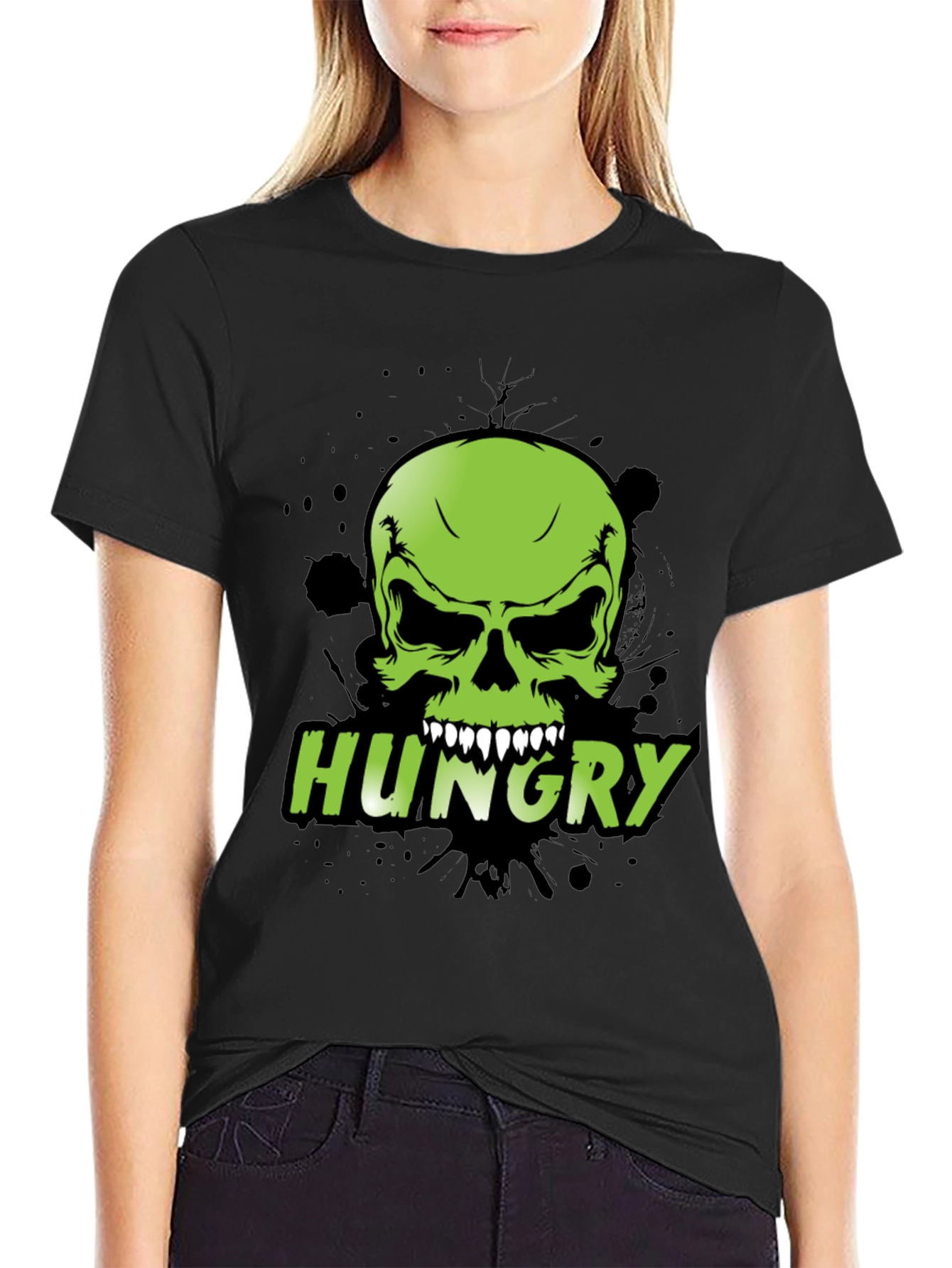 Hungry Skull Graphic Tee - Mens Black T-Shirt