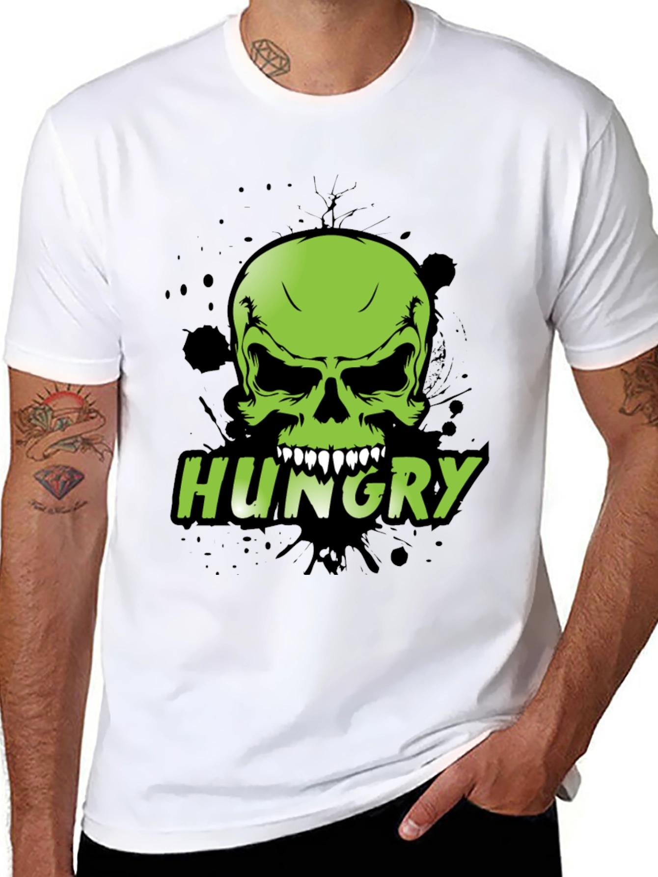 Hungry Skull Graphic Tee - Mens Black T-Shirt