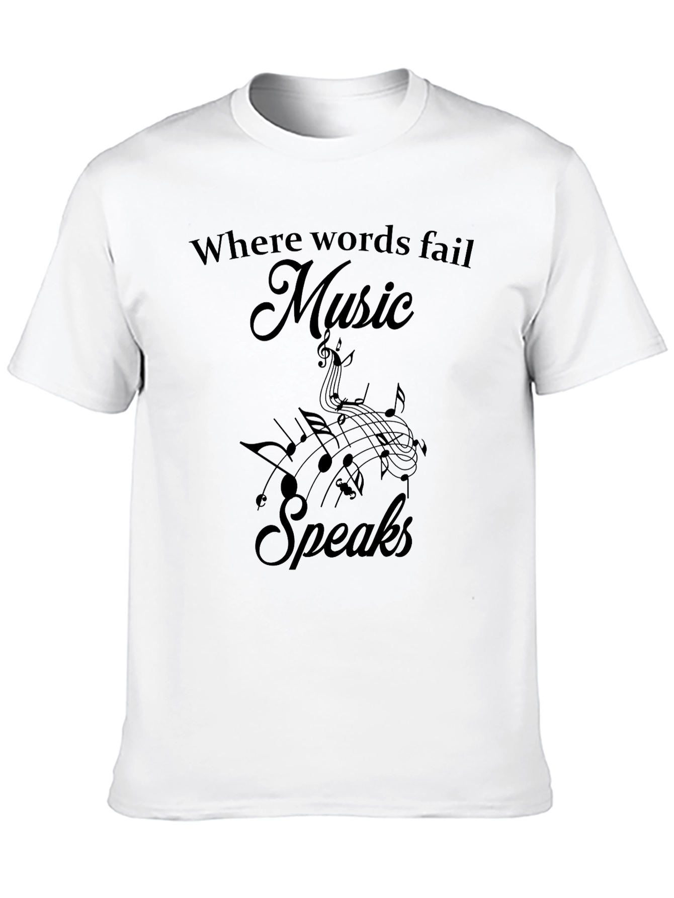 Music Speaks Graphic Tee - Soft Black Cotton T-Shirt